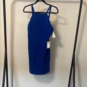 NSR Blue Halter Sheath Mini Dress